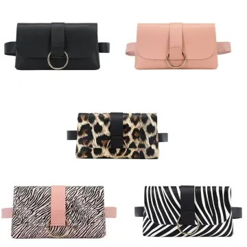 Women's Belt Bag Pu Leather Leopard Print Waist Bags Female Flap