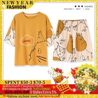 Summer new Women Pyjamas Cartoon Pajamas Sets Sleepwear Casual Nightwear Pijama Mujer Shorts short sleeve M-2XL home clothes set