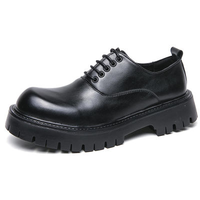 รองเท้าหนังส้นเตี้ยสำหรับผู้ชายสีดำสีทึบ,รองเท้าหนังรองเท้าผ้าใบปักลูกไม้สำหรับผู้ชาย
