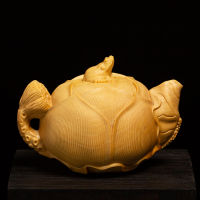 Lotus Seed Pot Teapot Frog Animals Wood Decoration Wooden Carving Crafts Home Accessories Business Gift