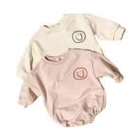 2021 New Baby Cotton Bodysuit Simple Smiley Print Boys Clothes Infant Girl Long Sleeve Jumpsuit Loose Newborn Autumn Clothing