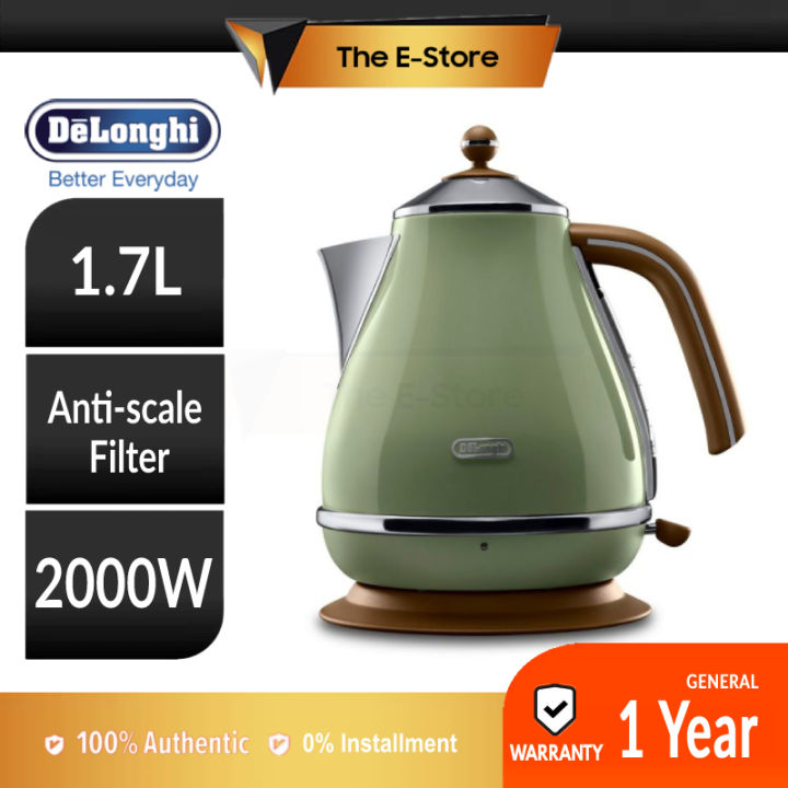 De'Longhi 1.7L Electric Kettle Cordless Swivel Base Water Pot