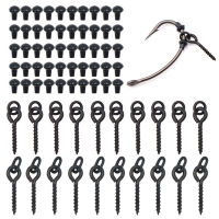 70pcs Carp Fishing Accessories Fishing Hook Bait Screw Stopper Rubber Bead For Ronnie Spinner Rig Boilies Stopping Fish Tackle Accessories