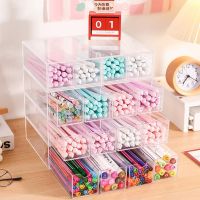 【CW】 4 Layers Stationery Organizer Storage Box Organizer for Cosmetics Clear Pen Holder Glasses Case Display Dustproof Stackable