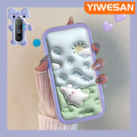 YIWESAN เคสสำหรับ Realme C3การ์ตูนรูปกระต่ายดอกไม้3D สีสันสดใสเลนส์กล้องถ่ายรูปแบบนิ่มมอนสเตอร์ตัวน้อยกันกระแทกแบบใสเคสมือถือเรียบง่ายฝาครอบป้องกันซิลิโคนความคิดสร้างสรรค์โปร่งใส