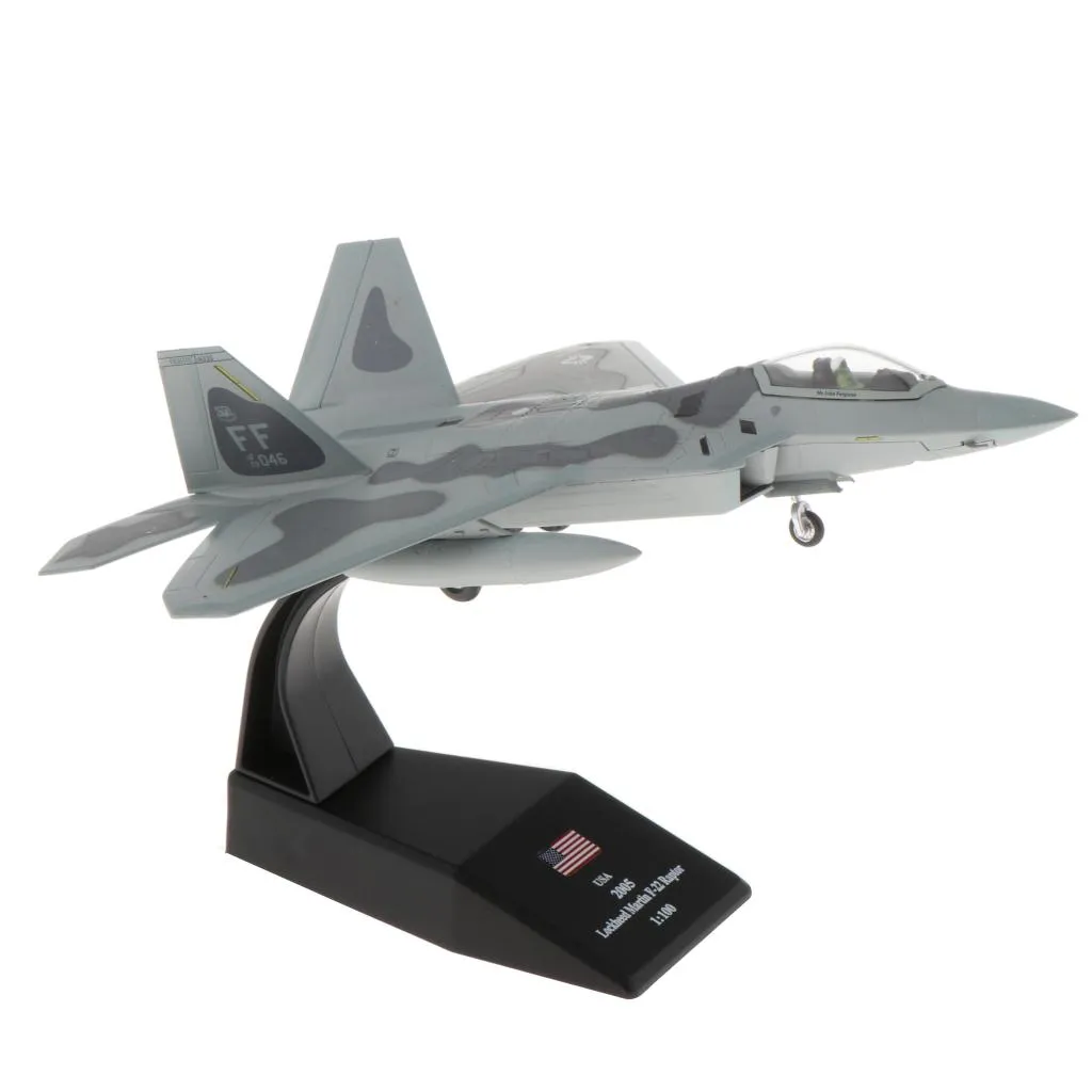 Fenteer 1:100Th Scale Metal F-22 Fighter Plane Diecast Model Home Decoration | 