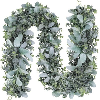 1 Piece LambS Ear Leaves Garland Artificial Greenery Garland in Gray Green for Farmhouse