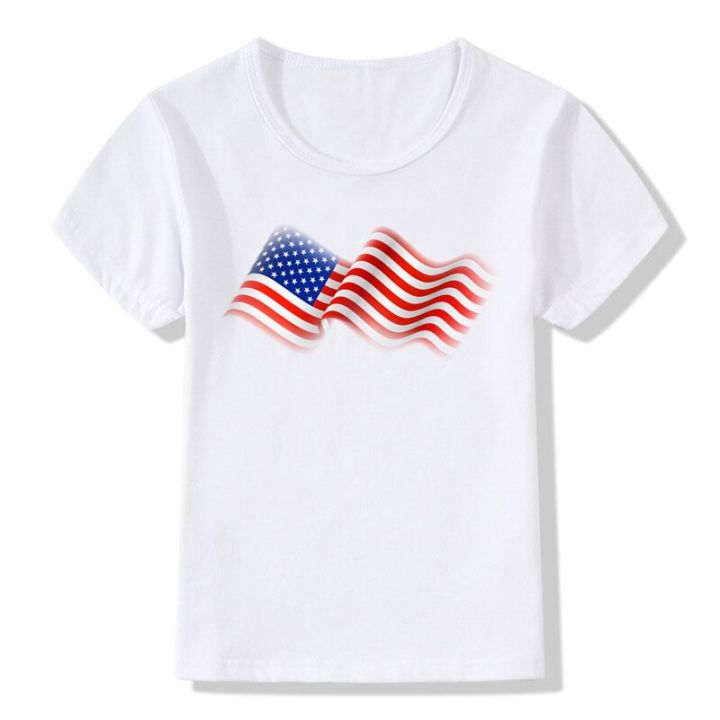 เสื้อยืดธงชาติอเมริกาผู้รักชาติจากสหรัฐอเมริกา2020เสื้อยืดสีขาวลำลองสำหรับเด็ก-ooo363เสื้อแขนสั้นฤดูร้อนของเด็กชายหญิง
