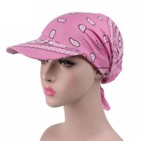 【CC】 Womens Scarf Hat With Wide Brim Sunhat Beach Hats UV Protection Female Printed Cap Cotton Headband