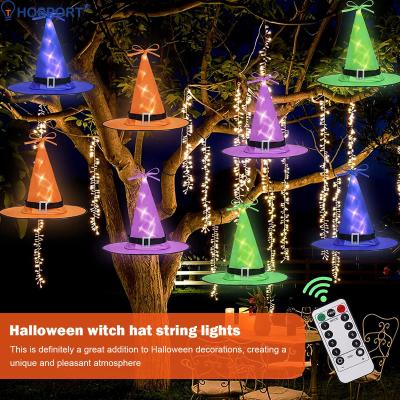 Halloween Witch Hat String Light Waterproof Glowing Light Remote Control Timer LED Luminous Hats Halloween Decor