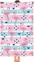 Microfiber Beach Towel Quick Fast Dry Super Absorbent Extra Large Lightweight Towel Pool Bath and Picnic (Flamingo and Anchor)