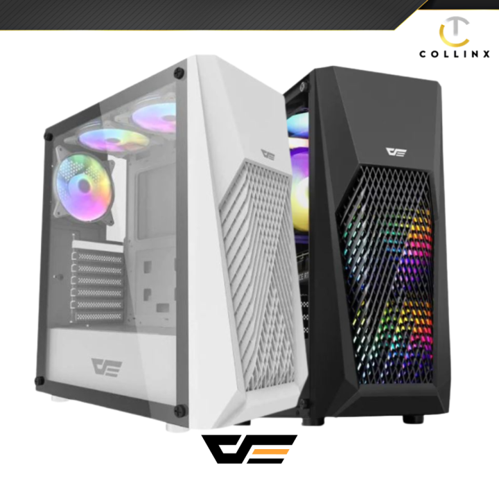 DarkFlash DK150 Gaming Case FREE 3 Fans Black White ATX Tempered