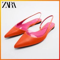 ZARAˉsummer new womens shoes red slingback pointed toe flat mules