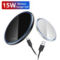 15W10W wireless charger pad metal glass mirror charging suitable for supporting Xiaomi Samsung Huawei wireless charging phones