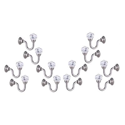 12Pcs Retro Crystal Glass Curtain Holdback Wall Tie Back Hook Hanger Holder Drawer Handle Curtain Accessories Hanger