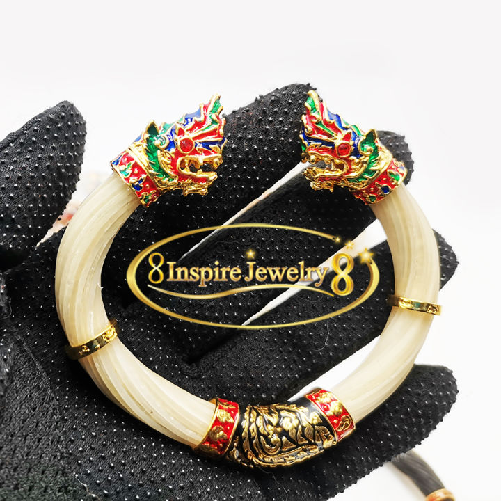 inspire-jewelry-กำไลเครื่องประดับมงคลขนหางช้าง-สีขาวหายาก-ตัวเรือนขึ้นเงินแท้-92-5-ปรับไซด์ได้-5-5-cm-x-5-5-cm-นน-16-g