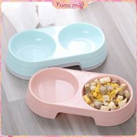 Yumi ชามข้าวแมว ชามข้าวหมา แบบ 2 หลุม 2 Size ชามใส่น้ำ และอาหาร ชามพกพา Pet bowl