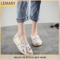 Lemary รองเท้าผ้าแคนวาสสำหรับกีฬาเดินผู้หญิง,รองเท้าแฟชั่นเกาหลีใต้รองเท้าส้นเตี้ยกันลื่นใส่สบาย