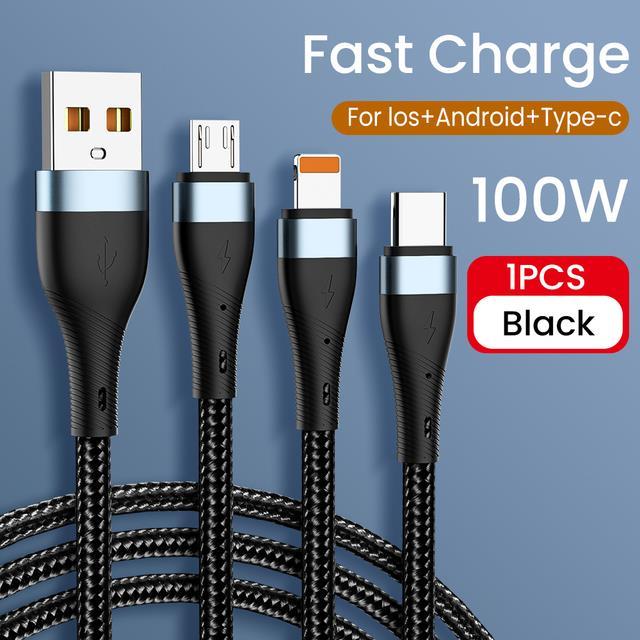 100w-6a-usb-ไปยัง-type-c-3-in-1ชาร์จไฟรวดเร็วชาร์จไมโครสำหรับ-iphone-12สำหรับ-huawei-xiaomi-samsung-สายข้อมูลแบบถักไนลอน