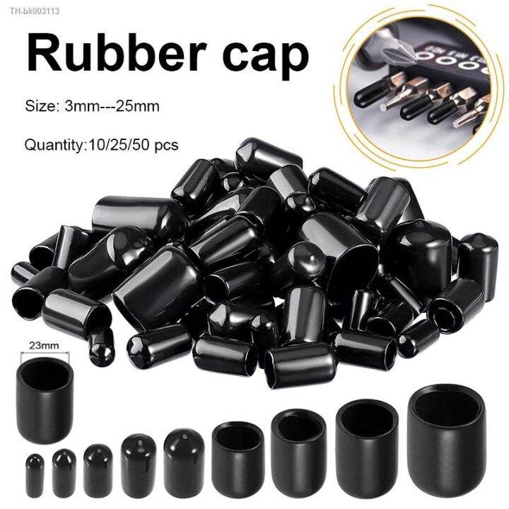 10-25-50pc-rubber-end-cap-screw-end-cap-plastic-tube-hub-thread-protector-push-in-cap-rubber-cap-rubber-threaded-cap