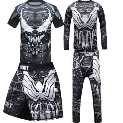 MMA Boxing Kids jiu jitsu T-shirt+Pant Bjj Rashguard Muay Thai Shorts Tight Tracksuit Gym Sport Fightwear Boy Kickboxing Jerseys