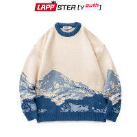 LAPPSTER-Youth ผู้ชาย Harajuku Moutain เสื้อกันหนาวฤดูหนาว2023 Pullover Mens ขนาดใหญ่เกาหลีแฟชั่นเสื้อกันหนาวผู้หญิง Vintage Clothes