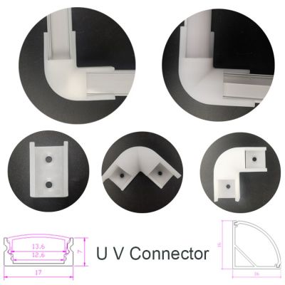 5pcs U V Style Shaped Connector Aluminium Profile LED Bar Light Holder Connector 90/180 degree For LED Strip Bar Cabinet Lamp Adhesives Tape