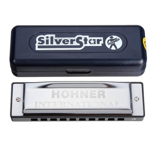 hohner-ฮาร์โมนิก้า-รุ่น-silver-star-ขนาด-10-ช่อง-คีย์-c-แถมขาใส่ฮาโมนิก้า