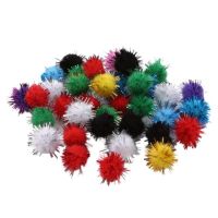 บอลปอมปอม Pompom Plush นุ่มนิ่ม100ชิ้นของตกแต่งงานแต่งงานของเล่นเด็กฝีมือเย็บด้วยมือแบบทำเอง15มม. กากเพชรสะท้อนแสงปอมพอน