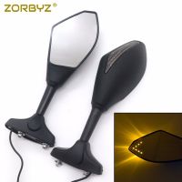 ZORBYZ Matte Black LED Integrated Turn Signal Rearview Mirrors For Kawasaki Ninja 250 636 ZX6R ZX10R Motorcycle