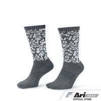 ARI PIXEL CREW SOCKS - GREY/WHITE ถุงเท้าสั้น อาริ พิกเซล สีเทา