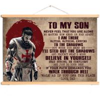 1ชิ้น Vintage ยุคกลาง Crusader Warrior Wall Art Decor ผ้าใบเลื่อนภาพวาด Knights Templar Poster