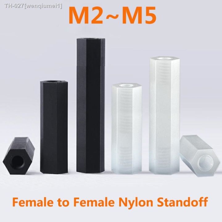 m2-m2-5-m3-m4-m5-black-white-nylon-hex-female-standoff-plastic-mount-hexagon-thread-pcb-motherboard-spacer-pillar-board-nut
