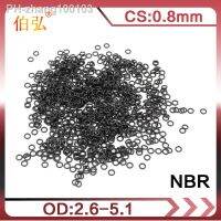 30PCS/lot Rubber Black NBR CS 0.8mm thickness OD2.6/3/3.6/4.1/4.3/4.5/4.9/5.1mm watch ORing Gasket waterproof Nitrile oring