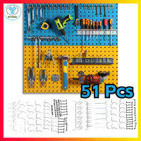 【ลดล้างสต๊อก】51 Pcs Pegboard Hook Nickel Plated Hanging Hook Combination Kit for Hammer Wrench Pliers