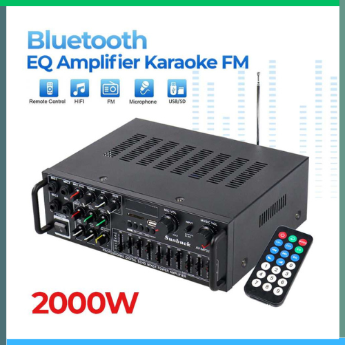 COD Sunbuck Bluetooth EQ Amplifier Karaoke FM 2000W cocok untuk speaker