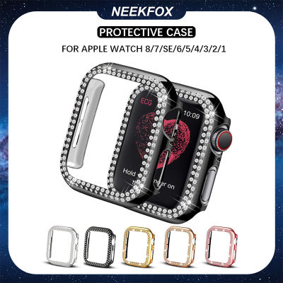 NEEKFOX ฝาครอบป้องกันติดเพชรสำหรับนาฬิกา Apple,เคสนาฬิกาเพชรสำหรับ I Watch 38มม. 42มม. 40มม. 44มม. 41มม. 41มม. 45มม. อุปกรณ์เสริมสำหรับนาฬิกา Apple