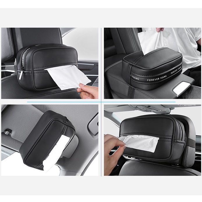 กล่องกระดาษทิชชู่สำหรับติดเบาะรถยนต์แบบอเนกประสงค์-กล่องกระดาษทิชชู่ใส่ที่วางผ้าเช็ดปากกล่องเดินทางเนื้อเยื่อหนังกระเป๋าใส่กระดาษชำระรถอุปกรณ์เสริมรถยนต์สำหรับ-skoda-kodiaq