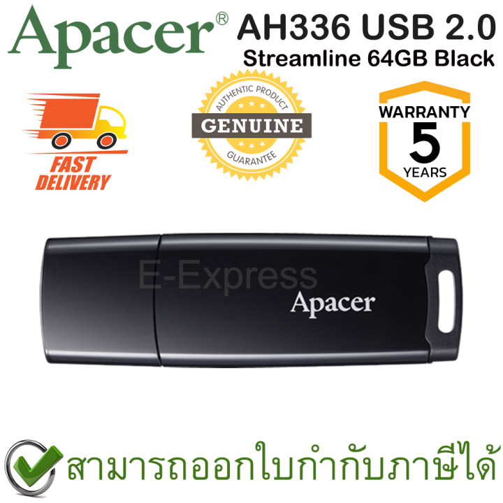apacer-ah336-usb-2-0-streamline-flash-drive-64gb-black-สีดำ-ของแท้-ประกันศูนย์-5ปี