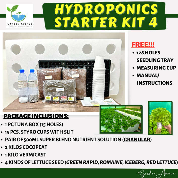 HYDROPONICS STARTER KIT 4 - GRANULAR NUTRIENT SOLUTION/TUNABOX 15HOLES ...