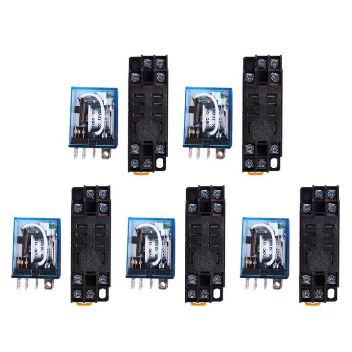 5X 12V DC Coil Power Relay DPDT LY2NJ HH62P-L JQX-13F 10A With PTF08A ...