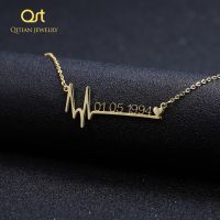 Name Necklace Heart Shaped Heart beat Necklace Lockbone Chain Pendant Necklace Female Retro Necklace Jewelry Accessorie Gift