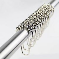 【LZ】 12pcs Practical Stainless Steel Curtain Hooks Bath Rollerball Shower Curtains Glide Rings Convenient Home Bathroom Accessories