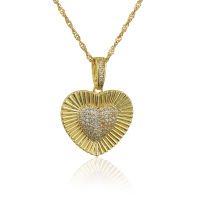 INS HOT Fashion Jewelry 18k Gold Plated Heart Overlay Design Pave Zircon Long Lasting Color Preservation Necklace For Women