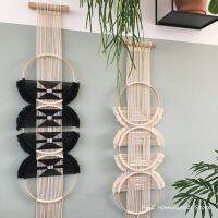 นาฬิกาแขวนรอบผ้าฝ้ายตกแต่งผนังผนัง Macrame แขวนผ้าม่านมือทอง่ายสไตล์ Mandala สำหรับห้อง House Decor