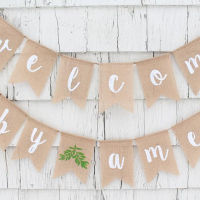 Script Banner,Greenery Shower Decorations,Greenery Baby Shower Burlap Banner, Custom Personalized Welcome Baby Banner