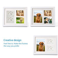 Solid Wooden Pet Memorial Photo Frame Dog Cat Paw Prints Clay Picture Keepsake Souvenir For Household Table Room Wall Ornament