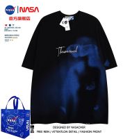 COD NASA High Street niche T-shirt abstract butterfly printed off-shoulder top womens summer new retro cotton short sleeve mens