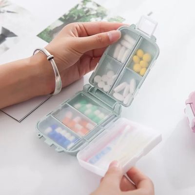 10 Grid Pill Box Organizer Container Travel Pill Case With Seal Ring Tablets Wheat straw Drug Vitamin Holder Medicines Container Medicine  First Aid S
