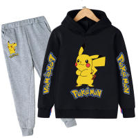 2022 New Pikachu Hoodie Pokemon- Suit Cotton Kids Hoodie And Pant Two-piece Children Clothing Set 4-14 Years Girl Boys Setautumn